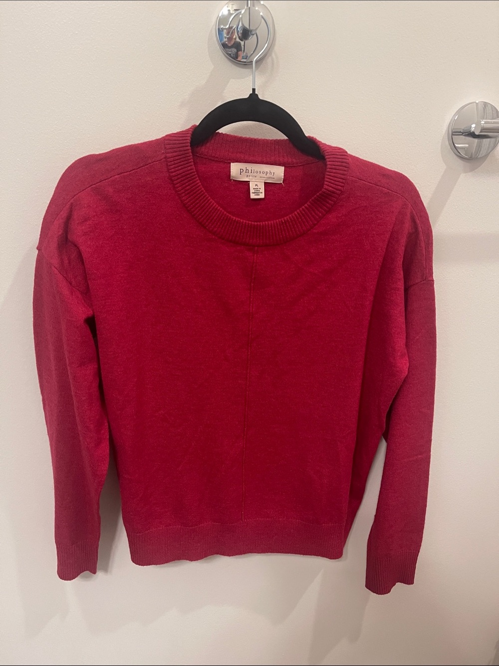 Philosophy raspberry crewneck sweater in deep pink